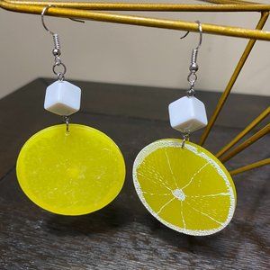 Lemon Slice and Sugar Cube Earrings